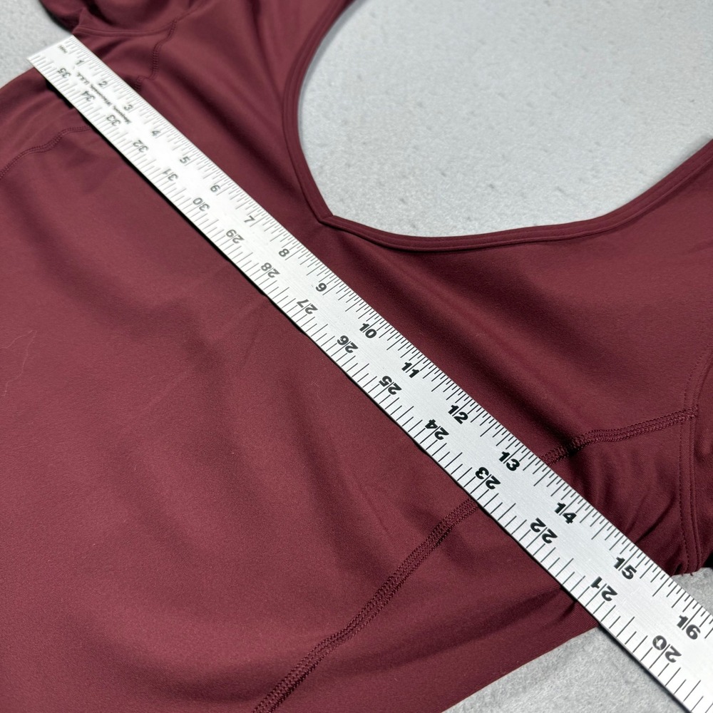 Lululemon Align Long Sleeve V-Neck Crop Top Red Merlot Burgundy Nulu Yoga Shirt - Picture 4 of 6